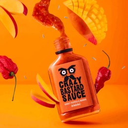 Sauce Piquante Ghost Pepper & Mangue 100ml - Crazy Bastard Sauce - vegetalfood