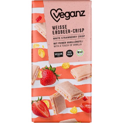 Tablette de chocolat blanc à la Fraise bio - Veganz