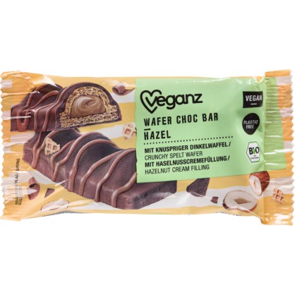 Gaufrettes BIO au chocolat fourrées à la crème de noisette 30 gr - Veganz