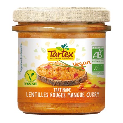 Tartinade Lentilles rouges Mangue Curry 140 gr - Tartex