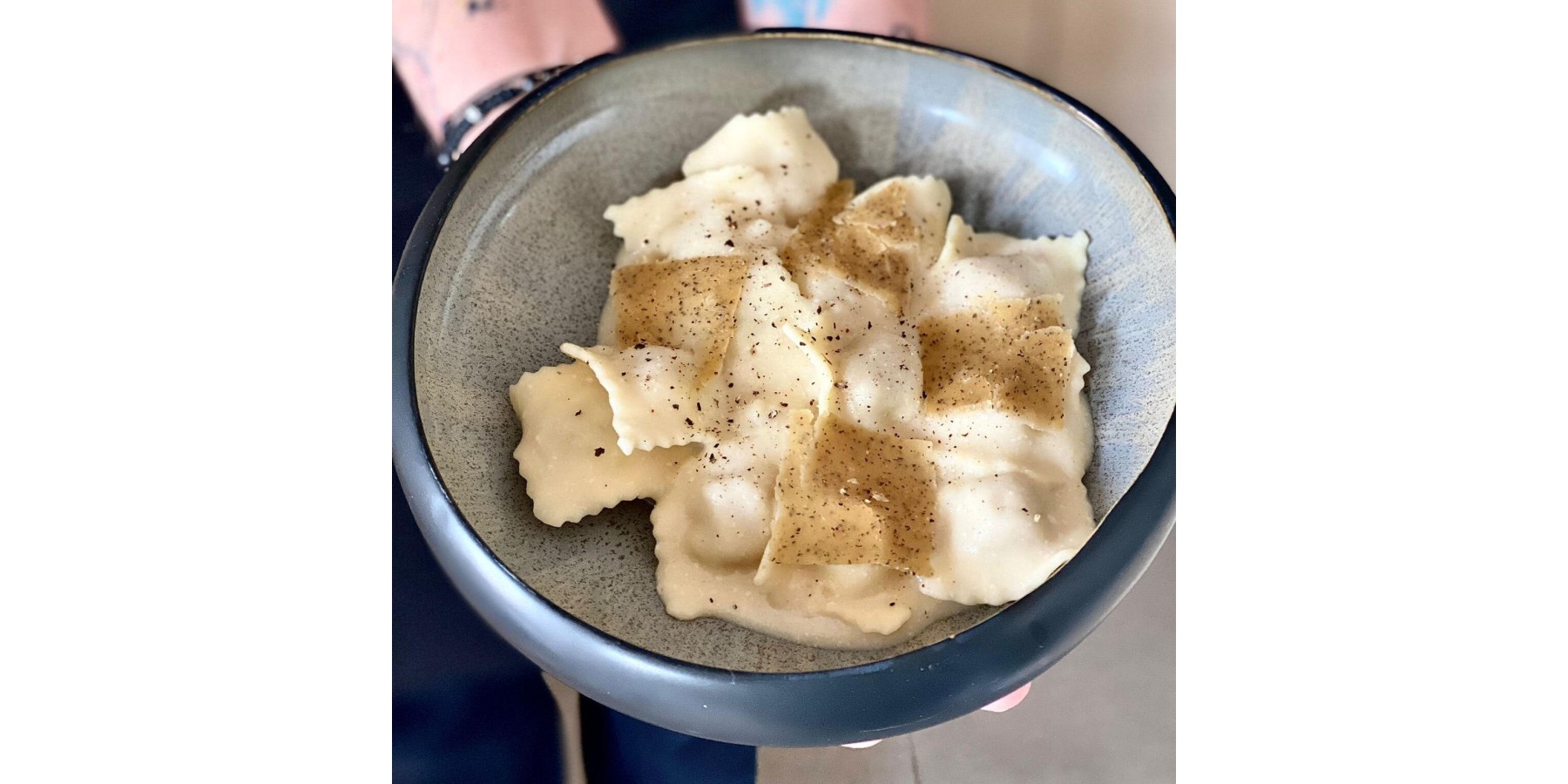 Raviolis parmesio fumé