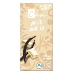 Tablette de chocolat bio vegan White Vanilla 80 gr - iChoc