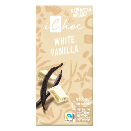 Tablette de chocolat bio vegan White Vanilla 80 gr - iChoc