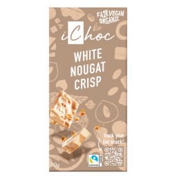 Tablette de chocolat bio vegan White Nougat Crisp 80 gr - iChoc