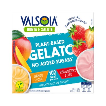 Glace végétale à base de riz, saveur fraise et mangue 280gr - Valsoia